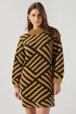 Tiller Eyelash Comb Pattern Sweater Dress