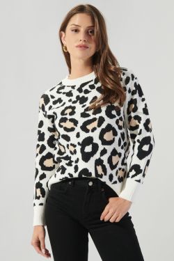 Mila Leopard Sweater - WHITE-BLACK