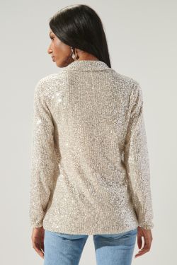 Friday Nights Sequin Tailored Jacket - CHAMPAGNE