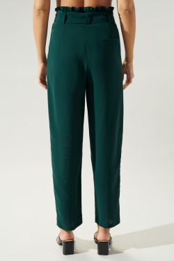Riley Paper Bag Tapered Trousers - EMERALD