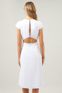 Everbloom Cutout Midi Dress - WHITE