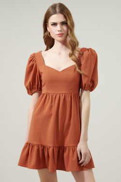 Evy Sweetheart Mini Dress - RUST-BROWN
