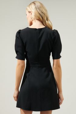Go Getter Surplice Mini Dress - BLACK