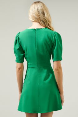 Go Getter Surplice Mini Dress - KELLY-GREEN