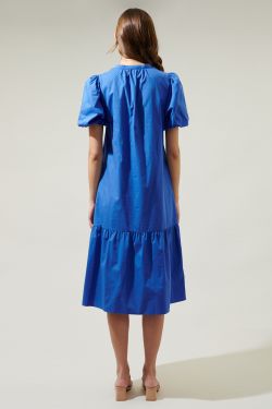 Stilwell Short Sleeve Midi Dress - COBALT