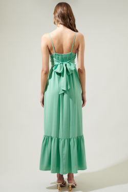 Delany Tie Back Maxi Dress - TEAL-GREEN