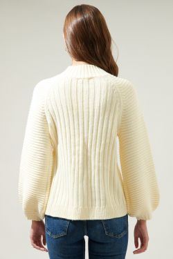 Mariela Mock Neck Chunky Knit Sweater - CREAM