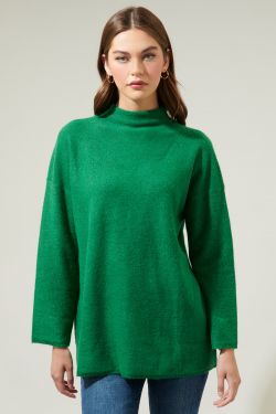 Travis Loose Fit Tunic Sweater - KELLY-GREEN