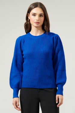 Keali Duo Puff Sleeve Sweater - COBALT