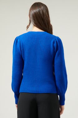 Keali Duo Puff Sleeve Sweater - COBALT