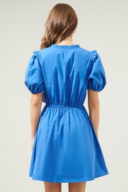 Candice Love Poplin Short Sleeve Mini Dress - COBALT