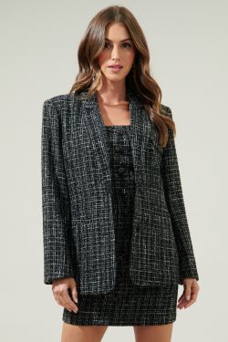 Margaret Tweed Oversized Blazer - Black Multi