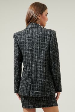Margaret Tweed Oversized Blazer - Black Multi