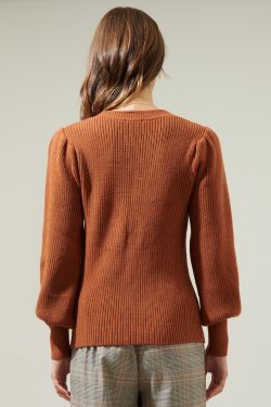 Keali Duo Puff Sleeve Sweater - CHOCOLATE