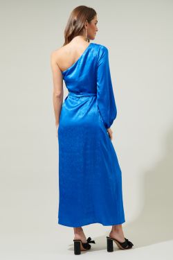 Azazie One Shoulder Maxi Dress - BLUE