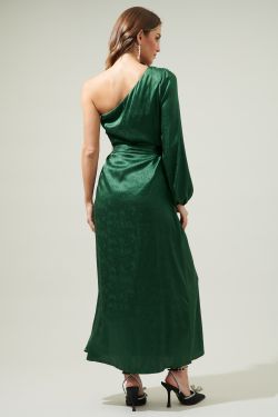 Azazie One Shoulder Maxi Dress - EMERALD