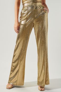 Primadonna Pintuck Wide Leg Liquid Gold Pants - GOLD