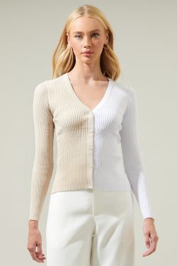 Olivia Mill Button Up Ribbed Cardigan - OATMEAL