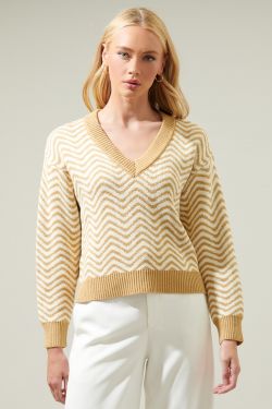 Greta Zebra Long Sleeve Sweater - OATMEAL