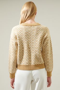 Greta Zebra Long Sleeve Sweater - OATMEAL
