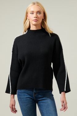 Cole Whipstitch Turtle Neck Sweater - BLACK