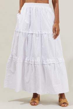Isabel Ruffle Maxi Skirt - WHITE