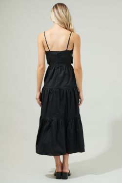 Helene Tiered Cami Maxi Dress - BLACK