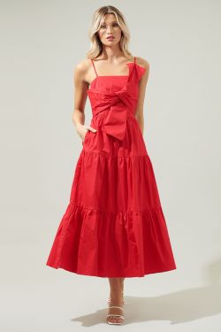 Helene Tiered Cami Maxi Dress - RED