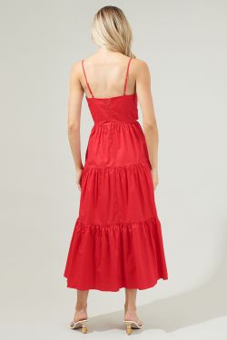 Helene Tiered Cami Maxi Dress - RED