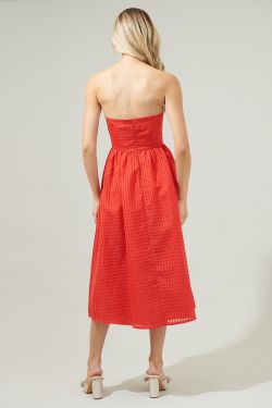 Cary Chest Bow Midi Dress - RED