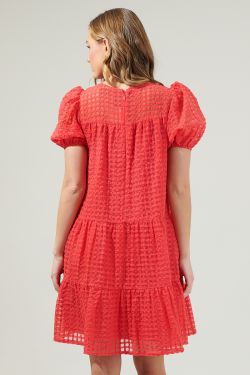 Darling Nest Organza Tiered Mini Dress - RED