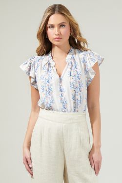 Everly Floral Splited Neck Blouse