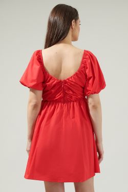 Leandra Poplin Mini Dress - RED