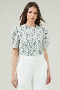 Pom Floral Veronica Puff Sleeve Blouse