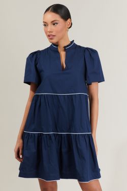 Candace Tiered Mini Dress - NAVY