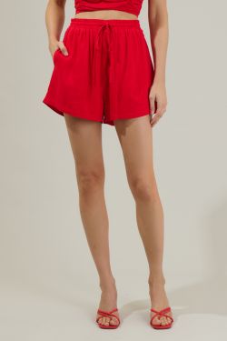 Sandy Shore Taliya Drawstring Shorts - RED