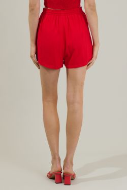 Sandy Shore Taliya Drawstring Shorts - RED