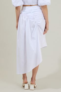 Belen Ruched Midi Skirt - WHITE