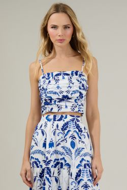Marisol Floral Bliss Ruched Cropped Top