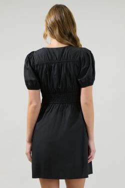 Saylor Smocked Mini Dress - BLACK