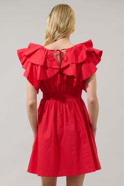 Wilma Ruffle Mini Dress - RED