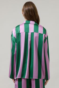 Rag Striped Paulina Satin Oversized Shirt