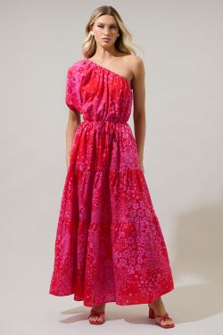 Addie Floral Querida One Shoulder Midi Dress