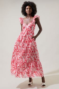 Aster Floral Yare Smocked Midi Dress Curve